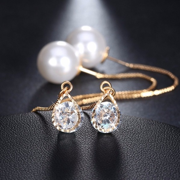 ❤️4 for $20 Sale❤️ Pearl CZ Earrings - Picture 5 of 6